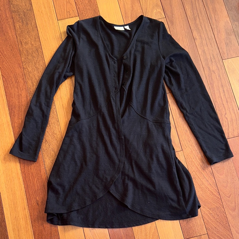 LOGO by Lori Goldstein Black Long Sleeve Tunic Top